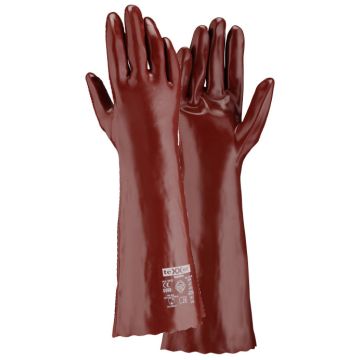 teXXor® 2113 Chemikalienschutzhandschuhe PVC-Handschuhe rotbraun - 45 cm topline