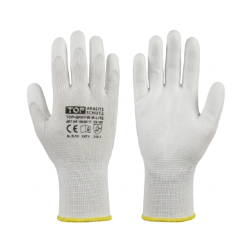 TOP-GRIFFIN W-LITE Polyesterhandschuhe PU Beschichtung weiß TOP-Range