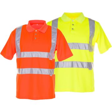 Warnschutz Polo-Shirt Warnschutz-Poloshirt Warnschutzkleidung mit Strichreflex 