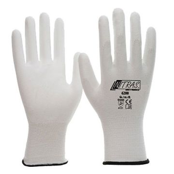 NITRAS® 6200 Nylonhandschuhe weiß PU Beschichtung NITRAS® Handschuhe NITRAS® 6200 Nylonhandschuhe weiß PU Beschichtung NITRAS® Handschuhe