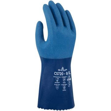 SHOWA® 720R Chemikalienschutzhandschuhe Nitril Handschuhe blau
