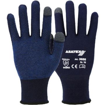 ASATEX® 3655 Feinstrickhandschuh mit blauen Noppen + Touchscreen ASATEX® Handschuhe