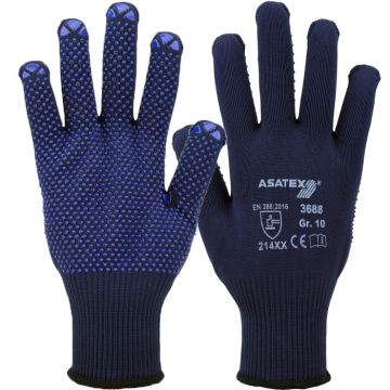 ASATEX® 3688 Feinstrickhandschuh mit blauen Noppen ASATEX® Handschuhe