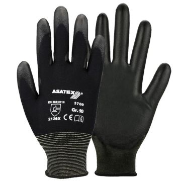 ASATEX® PU-Handschuhe 3709 schwarz PU-beschichteter Polyamidhandschuh ASATEX® Handschuhe 3709