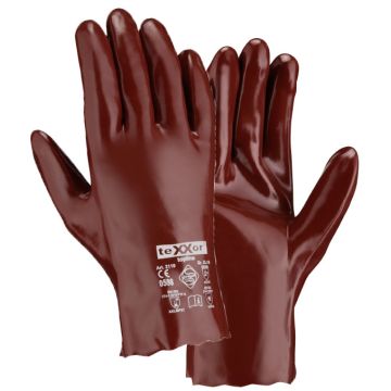 teXXor® 2110 Chemikalienschutzhandschuhe PVC-Handschuhe rotbraun - 27 cm topline