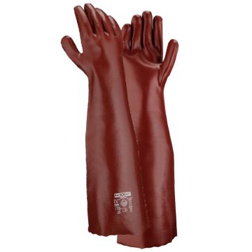 teXXor® 2114 Chemikalienschutzhandschuhe PVC-Handschuhe rotbraun - 60 cm topline