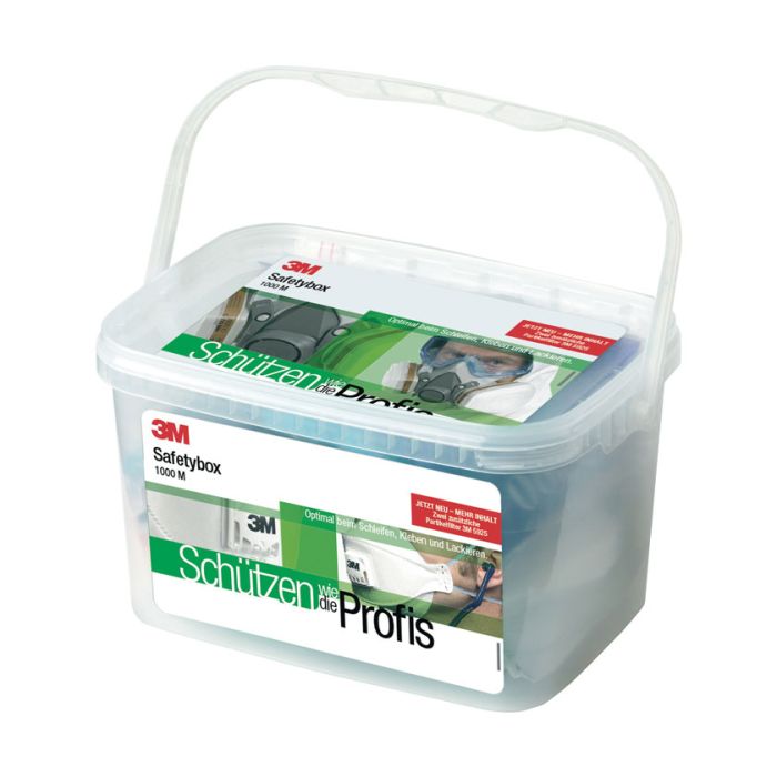 3M™ Safety Box 1000M 3M™ Halbmaske, 3M™ Filter A2P2R, 3M™ Schutzbrille, 3M™ Gehörschutz