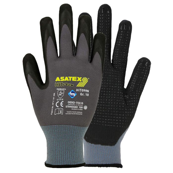 ASATEX® HIT099N Montagehandschuhe mit Mikroschaum-Beschichtung und Noppen ASATEX® HIT Flex