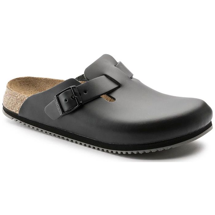 Birkenstock® Clogs Birkenstock Boston SL Leder schwarz Gesundheitsschuhe Birkenstock 