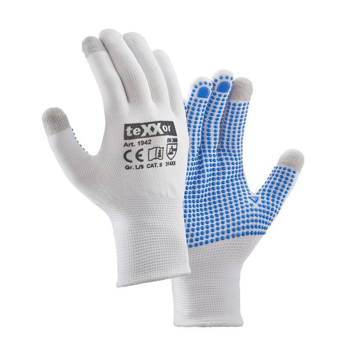 Feinstrickhandschuhe Handschuhe mit Noppen teXXor® Arbeitshandschuhe 1942 - touchscreenfähig