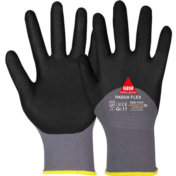 HASE PADUA Flex 508155 beschichteter Nylonhandschuh grau Hase Safety Gloves Padua