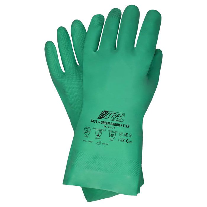 NITRAS® 3451 GREEN BARRIER FLEX Nitrilhandschuhe Chemikalienschutzhandschuhe