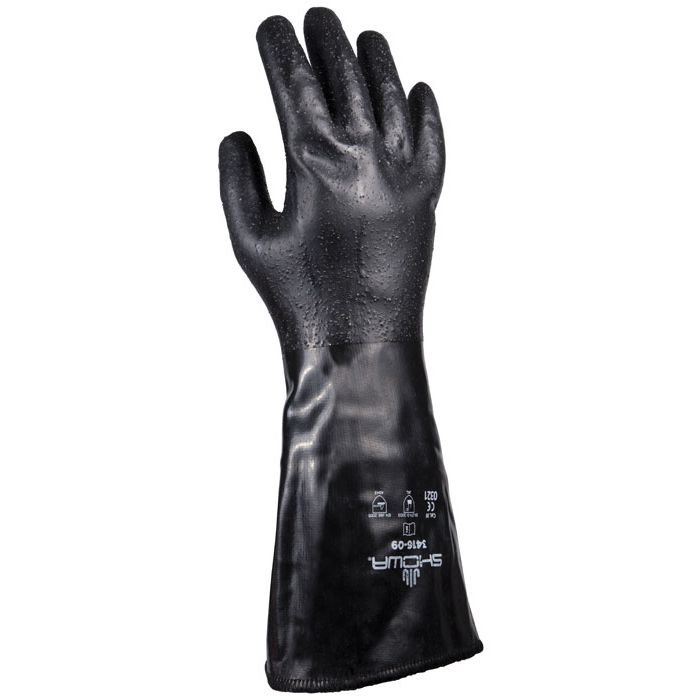SHOWA® 3416 Chemikalienschutzhandschuhe mit Schnittschutz Neoprenhandschuhe schwarz 