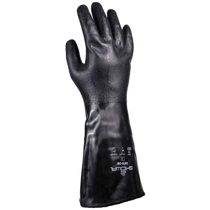 SHOWA® 3416 Chemikalienschutzhandschuhe mit Schnittschutz Neoprenhandschuhe schwarz 