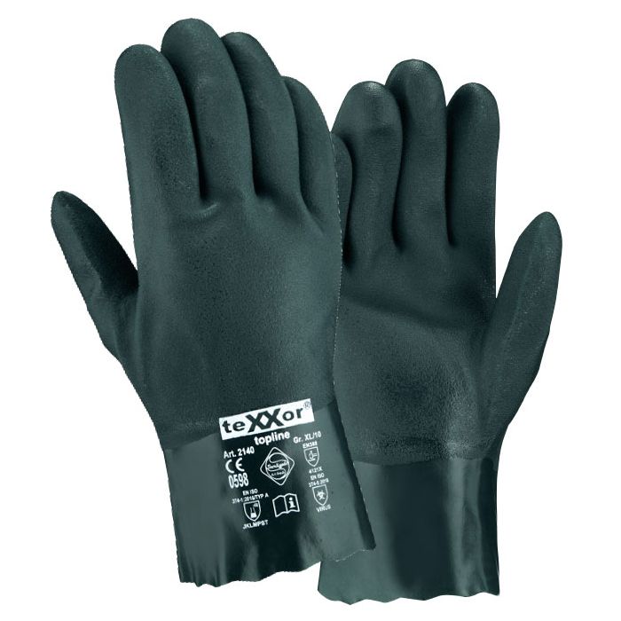 teXXor® 2140 Chemikalienschutzhandschuhe PVC-Handschuhe grün - 27 cm topline