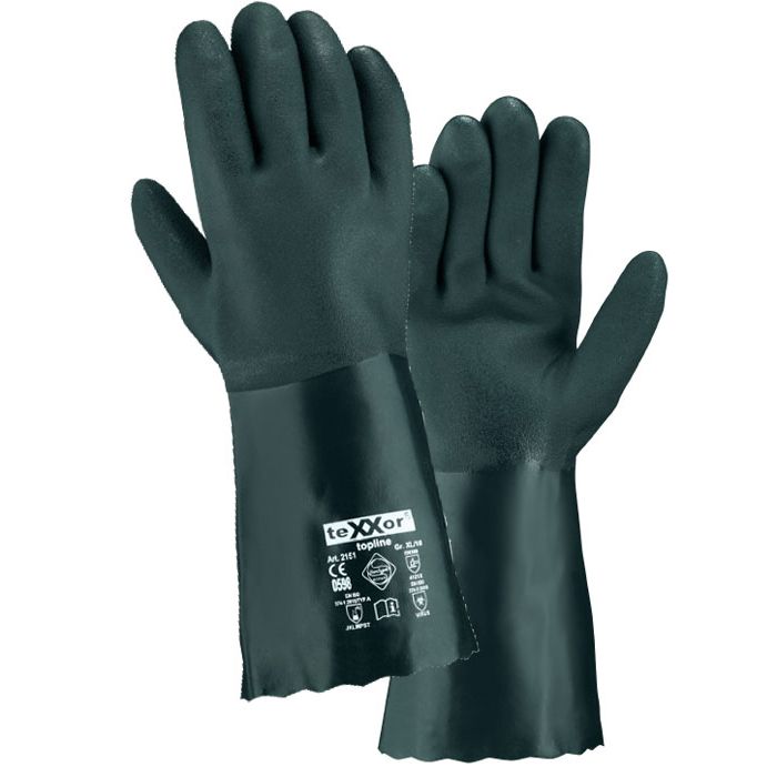 teXXor® 2151 Chemikalienschutzhandschuhe PVC-Handschuhe grün - 35 cm topline