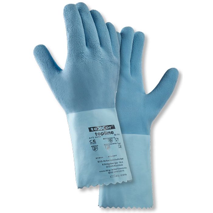teXXor® 2250 Chemikalienschutzhandschuhe teXXor® Latex Handschuhe geraut blau - 30 cm topline