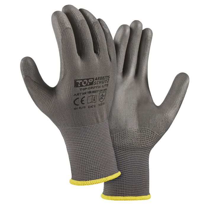 TOP-GRIFFIN - LITE Polyesterhandschuhe PU Beschichtung grau TOP-Range