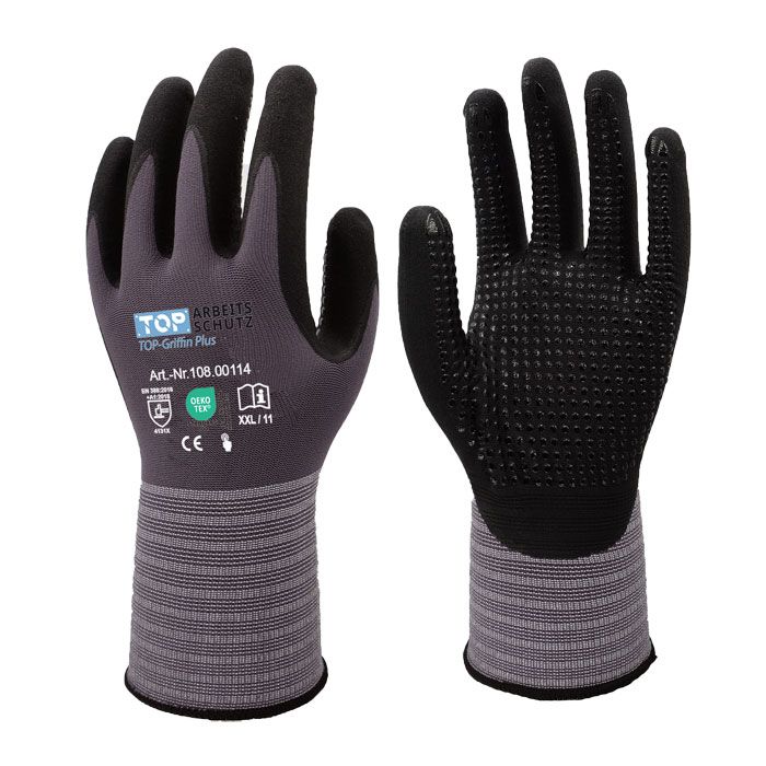 TOP-GRIFFIN-PLUS Montagehandschuhe Nitril Beschichtung mit Noppen TOP-RANGE