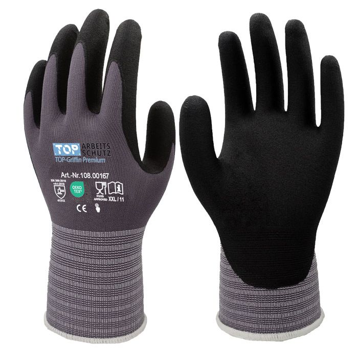 TOP-GRIFFIN PREMIUM Montagehandschuhe Nitril Beschichtung TOP-RANGE Öko-Tex Touch 