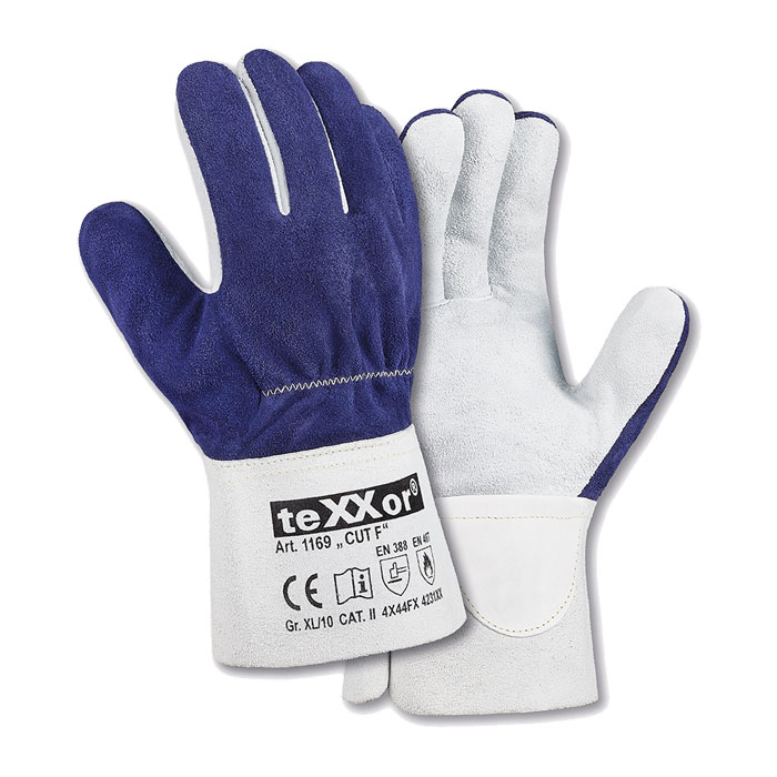 teXXor® Spaltleder-Aramid Handschuhe 1169 Schnittschutzhandschuhe Klasse F